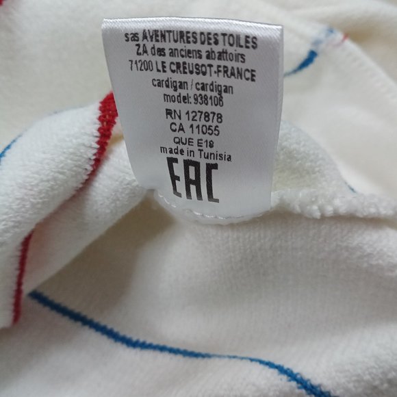 Aventures Des Toiles Womens Cardigan Sweater Size 40 Cotton Crop Art To Wear 10 - Picture 7 of 8